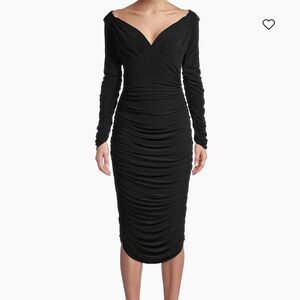 Norma Kamali black ruched dress